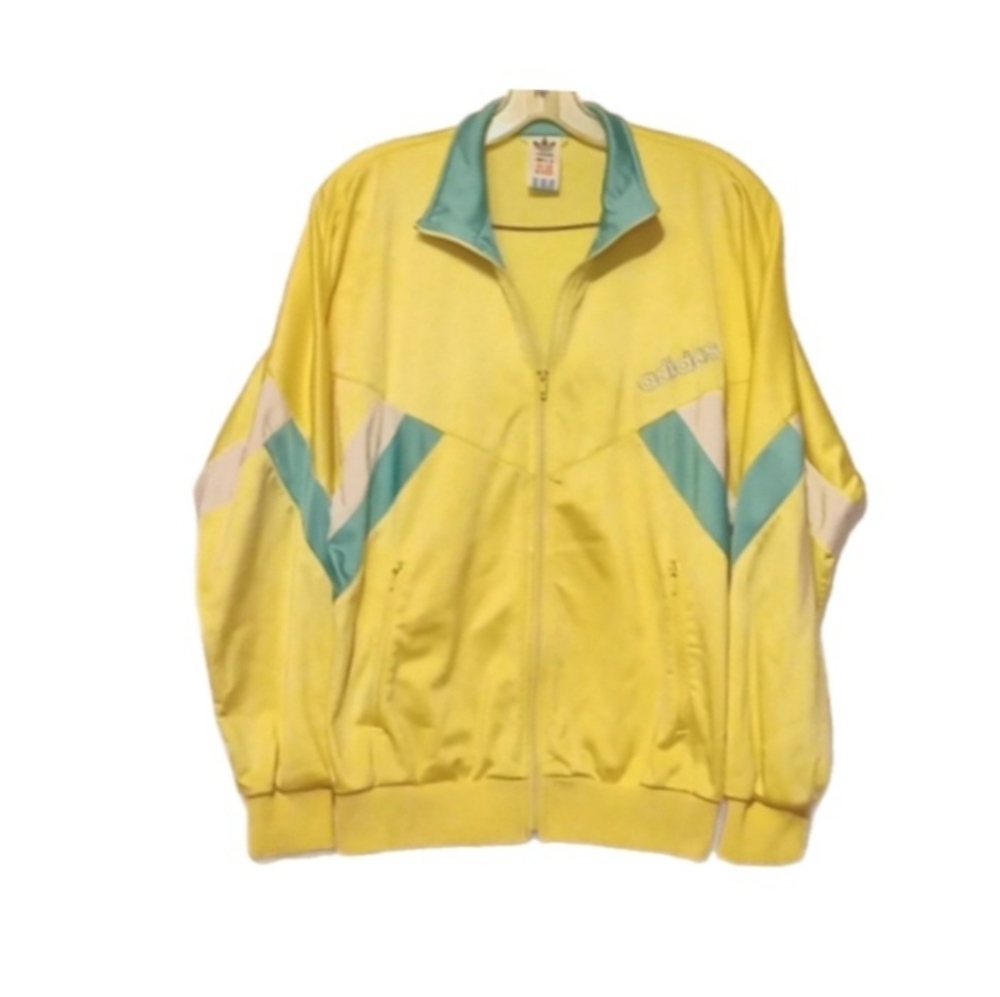 Adidas Youth Track Jacket Yellow Green Zip-Up Boys 12